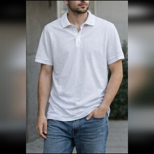 Charles Tyrwhitt Men White Polo Shirt Cotton Stretch Size M